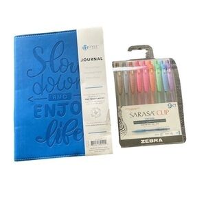 Journal lined paper and metallic gel retractable pin set
